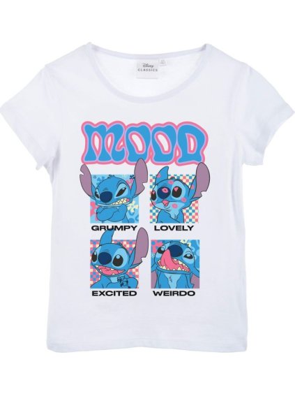 BÍLÉ DĚTSKÉ TRIČKO S KRÁTKÝM RUKÁVEM LILO AND STITCH