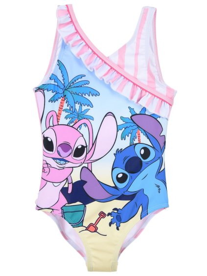 MODRO-RŮŽOVÉ DÍVČÍ JEDNODÍLNÉ PLAVKY STITCH