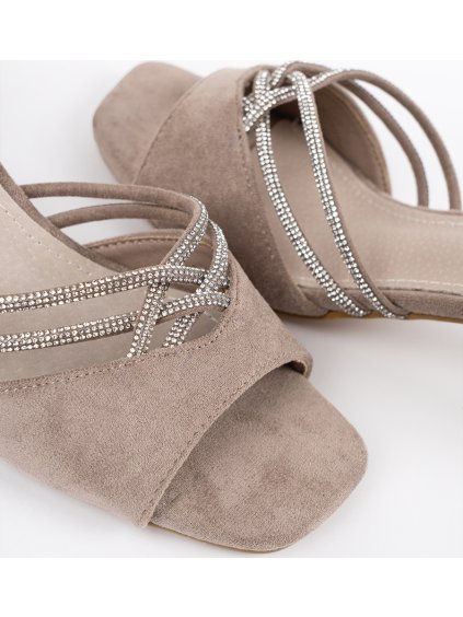 BÉŽOVÉ DÁMSKÉ SEMIŠOVÉ SANDÁLY NA SLOUPKU, PODPATEK 6 CM (Velikost 36)