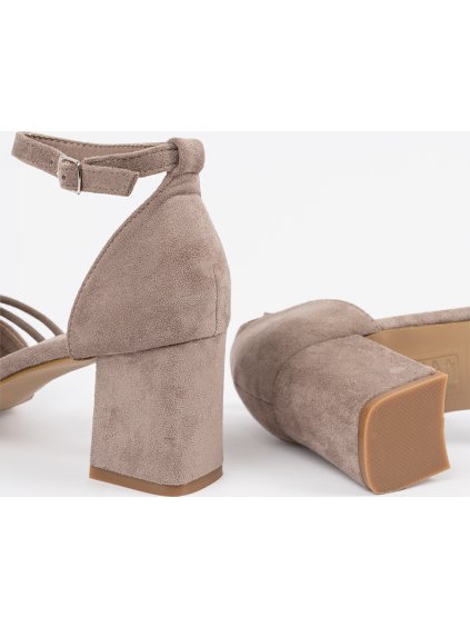 BÉŽOVÉ DÁMSKÉ SEMIŠOVÉ SANDÁLY NA SLOUPKU, PODPATEK 6 CM (Velikost 36)