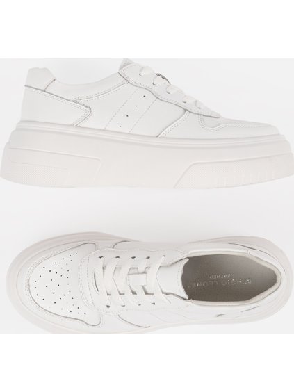 BÍLÉ DÁMSKÉ KOŽENÉ SNEAKERSY NA PLATFORMĚ SERGIO LEONE