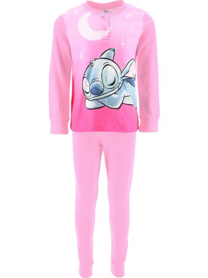 SVĚTLE RŮŽOVÉ DĚTSKÉ DLOUHÉ PYŽAMO STITCH