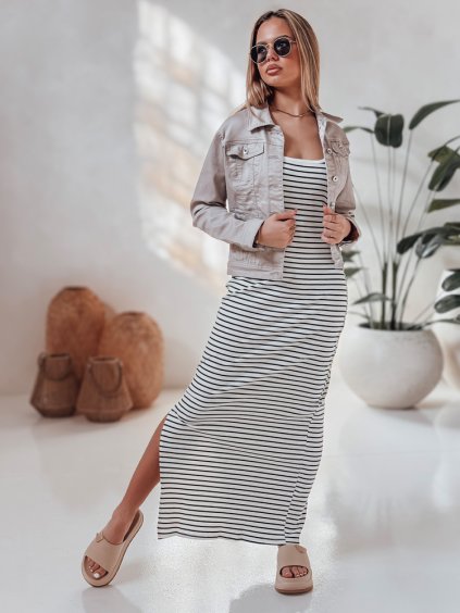 PRUHOVANÉ DÁMSKÉ BÍLO-ČERNÉ LETNÍ MAXI ŠATY SUMMER LOVE