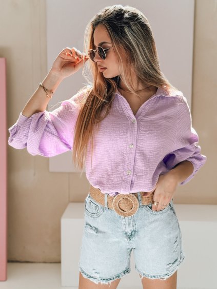 LILA OVERSIZE DÁMSKÁ MUŠELÍNOVÁ KOŠILE MUSLINEA