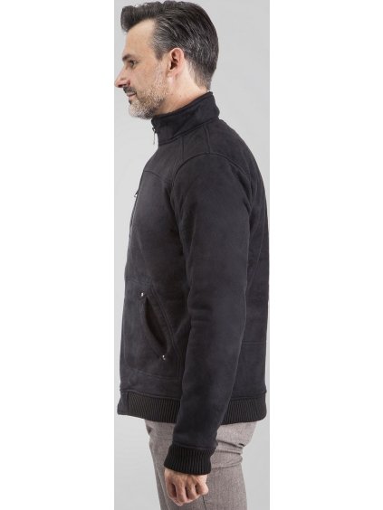 ČERNÁ PÁNSKÁ SEMIŠOVÁ BUNDA SE ZAPÍNÁNÍM NA ZIP