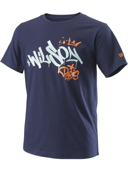 TMAVĚ MODRÉ CHLAPECKÉ TENISOVÉ TRIČKO WILSON PARIS HOPE TECH YOUTH TEE (Velikost L)