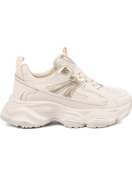 SVĚTLE BÉŽOVÉ DÁMSKÉ SNEAKERSY NA HRUBÉ PODRÁŽCE