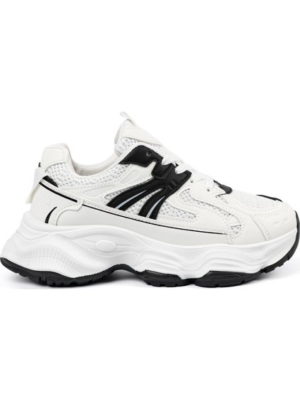 BÍLO-ČERNÉ DÁMSKÉ SNEAKERSY NA HRUBÉ PODRÁŽCE