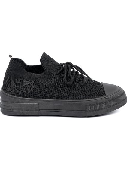 ČERNÉ DÁMSKÉ TENISKY SE SLIP-ON SVRŠKEM A ŠNĚROVÁNÍM