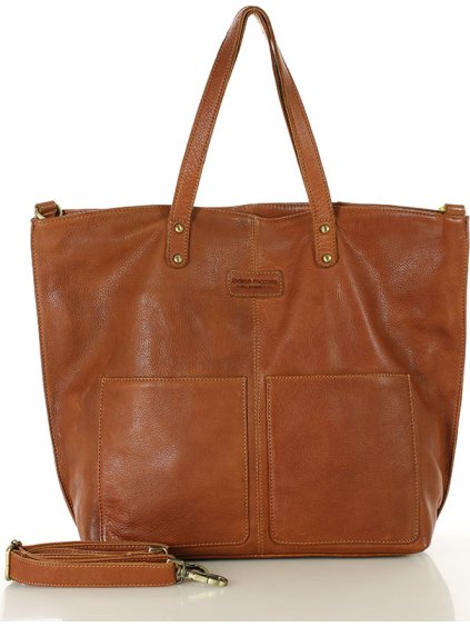 MARCO MAZZINI TMAVĚ HNĚDÁ DÁMSKÁ SHOPPER KABELKA Z VELBLOUDÍ KŮŽE