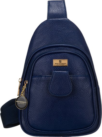 PETERSON TMAVĚ MODRÁ DÁMSKÁ CROSSBODY KABELKA S ŠIROKÝM LÁTKOVÝM POPRUHEM