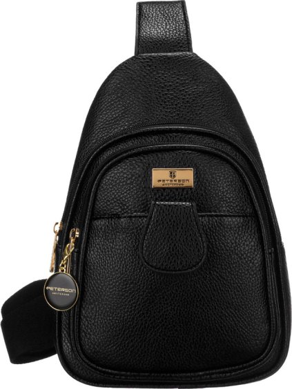 PETERSON ČERNÁ DÁMSKÁ CROSSBODY KABELKA S ŠIROKÝM LÁTKOVÝM POPRUHEM