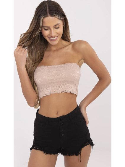 RŮŽOVÝ DÁMSKÝ CROP TOP BEZ RAMÍNEK