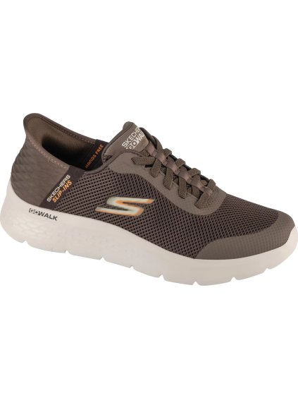 HNĚDÉ PÁNSKÉ TENISKY SKECHERS SLIP-INS: GO WALK FLEX - HANDS UP