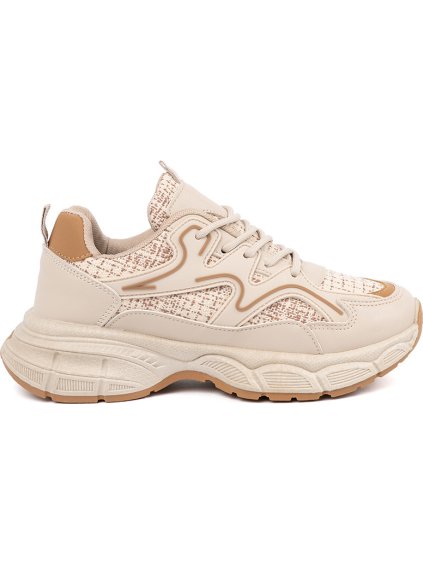DÁMSKÉ SVĚTLE BÉŽOVÉ SNEAKERSY NA PLATFORMĚ (Velikost 36)