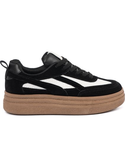 ČERNÉ DÁMSKÉ SNEAKERSY S BÍLÝMI VSADKAMI (Velikost 36)