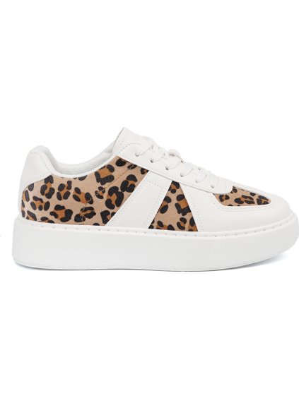 BÍLÉ DÁMSKÉ SNEAKERSY S LEOPARDÍMI VSADKAMI (Velikost 36)
