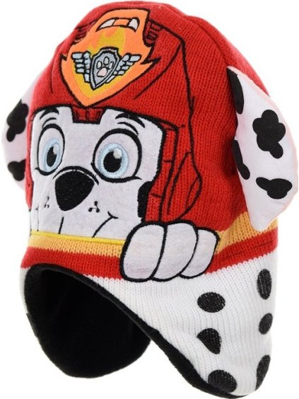 DĚTSKÁ ČERVENÁ ZIMNÍ ČEPICE TLAPKOVÁ PATROLA (Velikost 48)