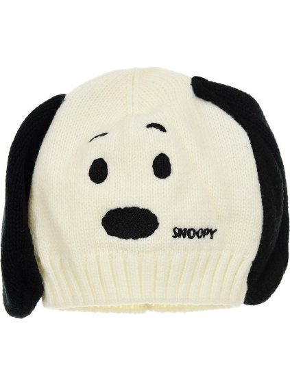 SNOOPY ZIMNÍ ČEPICE S OUŠKAMA BÍLÁ (Velikost 48)