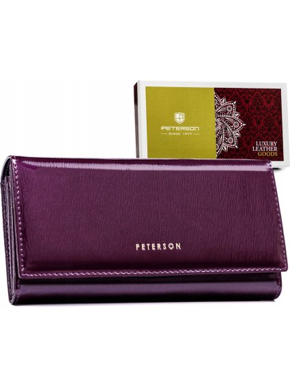 PETERSON TMAVĚ FIALOVÁ LAKOVANÁ KOŽENÁ PENĚŽENKA Y621 (Velikost ONE SIZE)