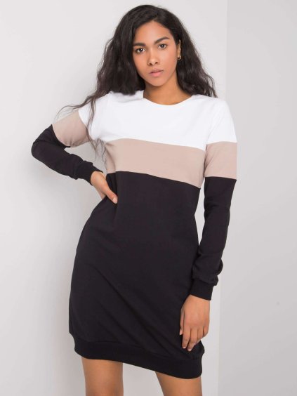 ČERNO-BÍLÉ DÁMSKÉ MIKINOVÉ ŠATY (Velikost S)