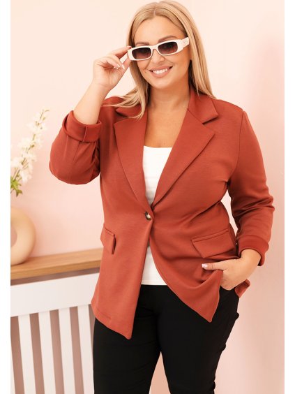 CIHLOVÝ DÁMSKÝ VISKÓZOVÝ PLUS SIZE BLEJZR S KLASICKÝM LÍMCEM (Velikost ONE SIZE)