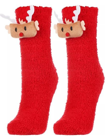 MORAJ ČERVENÉ DÁMSKÉ VÁNOČNÍ PONOŽKY (Velikost ONE SIZE, Barva červená)