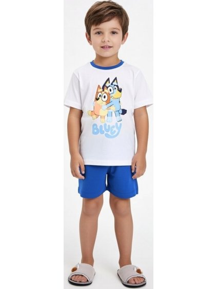 BÍLO-MODRÉ DĚTSKÉ KRÁTKÉ PYŽAMO BLUEY (Velikost 98)