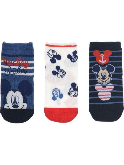 TROJBALENÍ PONOŽEK PRO MIMINKA MICKEY MOUSE - MODRÁ/BÍLÁ/MODRÁ (Velikost 68/80)