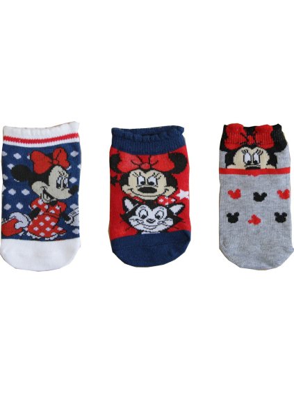 DÍVČÍ SET PONOŽEK MINNIE MOUSE - BÍLÁ/MODRÁ/ŠEDÁ (Velikost 56/58)