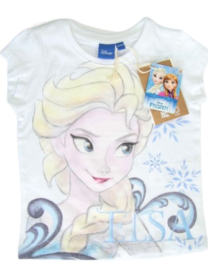 DISNEY FROZEN ELSA BÍLÉ DÍVČÍ TRIČKO S POTISKEM (Velikost 92/98)