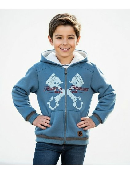 FAST AND FURIOUS - MODRÁ CHLAPECKÁ MIKINA (Velikost 116)