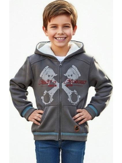 FAST AND FURIOUS - TMAVĚ ŠEDÁ CHLAPECKÁ MIKINA (Velikost 116)