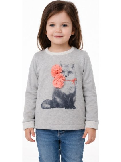 EMOI DÍVČÍ ŠEDÁ MIKINA S LIŠKOU (Velikost 98)