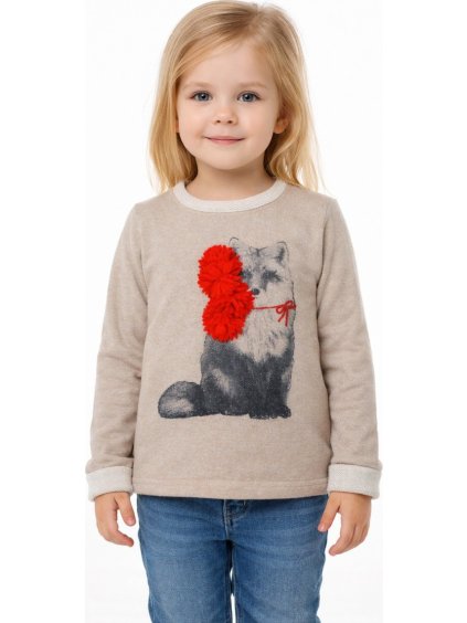 EMOI DÍVČÍ BÉŽOVÁ MIKINA S LIŠKOU (Velikost 98)