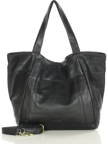 MARCO MAZZINI ČERNÁ VELKÁ DÁMSKÁ KOŽENÁ SHOPPER KABELKA (Velikost ONE SIZE)