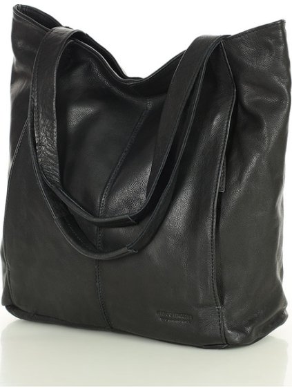 MARCO MAZZINI ČERNÁ KOŽENÁ SHOPPER KABELKA (Velikost ONE SIZE)