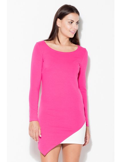 ELEGANTNÍ ELASTICKÉ ŠATY K284 FUCHSIA (Velikost L)