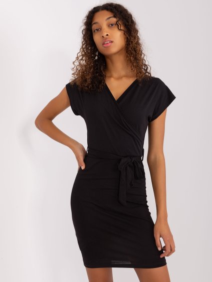 (VEL. M) ČERNÉ ELEGANTNÍ ŠATY S VÁZÁNÍM (Velikost M)