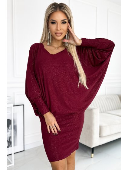 (VEL. L/XL) VÍNOVÉ ŠATY SE TŘPYTKAMI HELENA (Velikost L/XL)