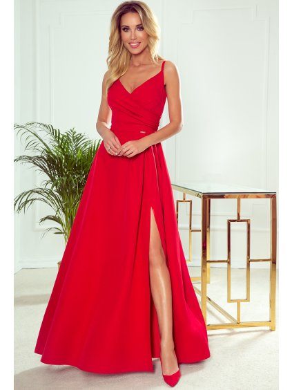 ELEGANTNÍ ČERVENÉ MAXI ŠATY DANIELE (Velikost S)