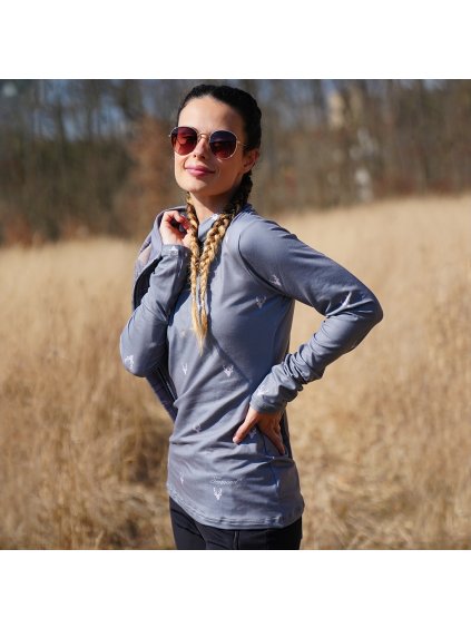 ŠEDÝ DÁMSKÝ FUNKČNÍ ROLÁK S POTISKEM (Velikost XL)