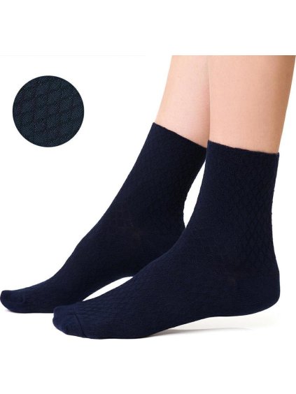 TMAVĚ MODRÉ DÁMSKÉ BAMBUSOVÉ PONOŽKY ART.125 (Velikost 35/37)