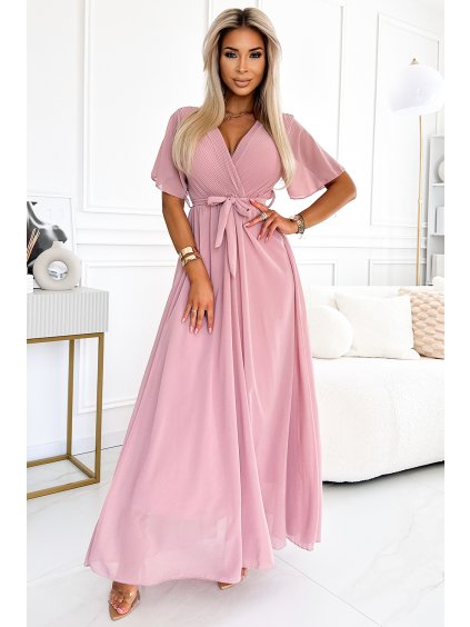 RŮŽOVÉ MAXI ŠATY (Velikost ONE SIZE)