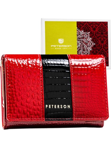 PETERSON ČERVENO-ČERNÁ DÁMSKÁ PENĚŽENKA S RAŽBOU Y746 (Velikost ONE SIZE)