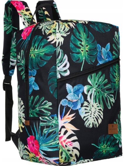 PETERSON ČERNÝ CESTOVNÍ BATOH S POTISKEM LISTŮ (Velikost ONE SIZE)