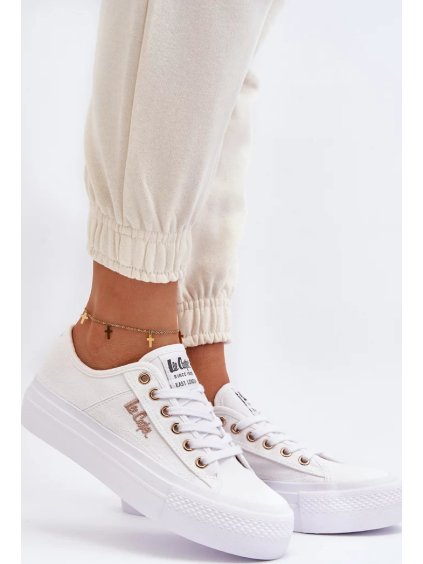 BÍLÉ DÁMSKÉ TENISKY NA PLATFORMĚ LEE COOPER (Velikost 38)