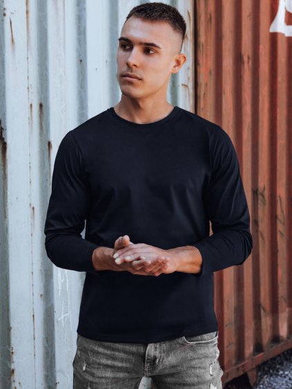 TMAVĚ MODRÉ PÁNSKÉ BASIC TRIČKO S DLOUHÝM RUKÁVEM (Velikost S)