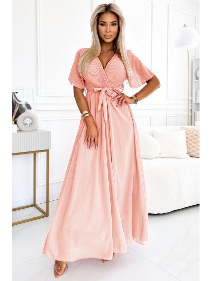 BROSKVOVÉ MAXI ŠATY (Velikost ONE SIZE)