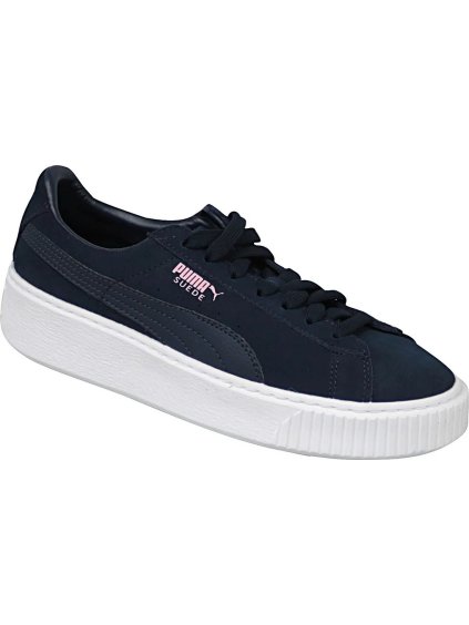 TMAVĚ MODRÉ DÁMSKÉ TENISKY PUMA SUEDE PLATFORM JR (Velikost 36)